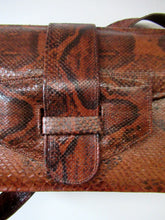 Load image into Gallery viewer, Fine Vintage Snakeskin Shoulder Bag. With long strap &amp; interesting flap closure. Clean with no Damages
