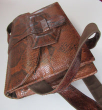 Load image into Gallery viewer, Fine Vintage Snakeskin Shoulder Bag. With long strap &amp; interesting flap closure. Clean with no Damages

