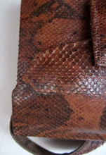 Load image into Gallery viewer, Fine Vintage Snakeskin Shoulder Bag. With long strap &amp; interesting flap closure. Clean with no Damages
