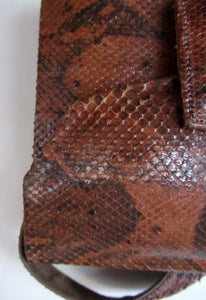 Fine Vintage Snakeskin Shoulder Bag. With long strap & interesting flap closure. Clean with no Damages