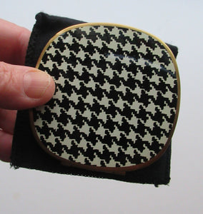 Vintage Mascot Powder Compact with Printed Dogstooth Pattern