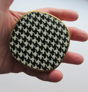 Vintage Mascot Powder Compact with Printed Dogstooth Pattern
