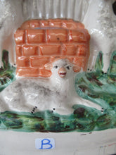 Load image into Gallery viewer, Antique Victorian Flatback Staffordshire Pottery Spill Vase. Three Sheep at a Well 
