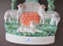 Load image into Gallery viewer, Antique Victorian Flatback Staffordshire Pottery Spill Vase. Three Sheep at a Well 
