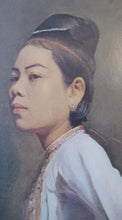 Load image into Gallery viewer, Original Vintage 1960s Burmese Lady Framed  Print Ma Aung Saw Myawng
