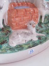 Load image into Gallery viewer, Antique Victorian Flatback Staffordshire Pottery Spill Vase. Three Sheep at a Well 
