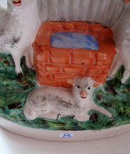 Load image into Gallery viewer, Antique Victorian Flatback Staffordshire Pottery Spill Vase. Three Sheep at a Well 
