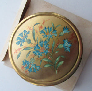 1950s Powder Compact with Blue Flowers