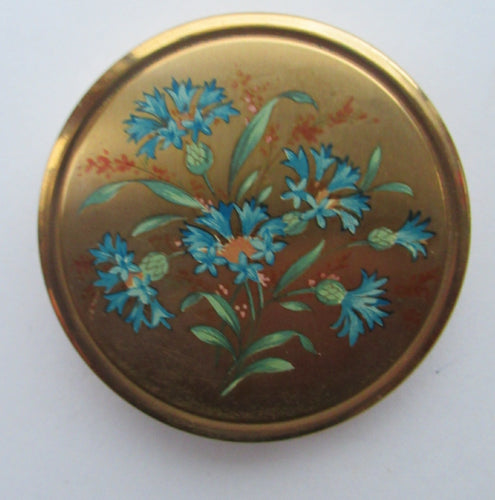 1950s Powder Compact with Blue Flowers