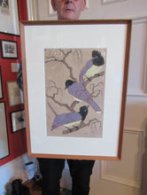 Load image into Gallery viewer, 1920s Art Deco Woodcut by Martin Erich Philipp. Three Pied Crows. Pencil Signed
