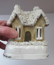Load image into Gallery viewer, Antique Staffordshire Porcelain VICTORIAN Snow Covered Cottage Pastille Burner
