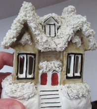 Load image into Gallery viewer, Antique Staffordshire Porcelain VICTORIAN Snow Covered Cottage Pastille Burner
