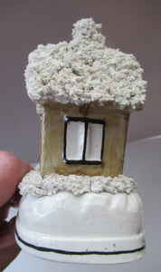 Antique Staffordshire Porcelain VICTORIAN Snow Covered Cottage Pastille Burner