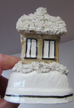 Load image into Gallery viewer, Antique Staffordshire Porcelain VICTORIAN Snow Covered Cottage Pastille Burner
