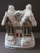Load image into Gallery viewer, Antique Staffordshire Porcelain VICTORIAN Snow Covered Cottage Pastille Burner
