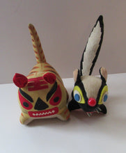 Load image into Gallery viewer, Pair of Vintage 1960s JAPANESE Soft Toys: Little Plush Skunk and Cotton and Felt Tiger 
