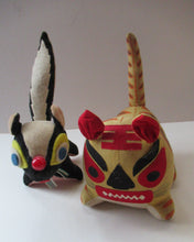 Load image into Gallery viewer, Pair of Vintage 1960s JAPANESE Soft Toys: Little Plush Skunk and Cotton and Felt Tiger 
