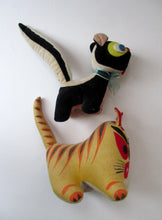 Load image into Gallery viewer, Pair of Vintage 1960s JAPANESE Soft Toys: Little Plush Skunk and Cotton and Felt Tiger 
