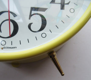 1970s West German Bells Design Alarm Clock Bright Yellow