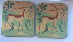 ORIGINAL 1930s Art Deco Plaster Wall Plaque. Hand Painted Image of a Reindeer