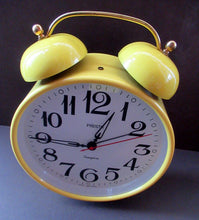 Load image into Gallery viewer, 1970s West German Bells Design Alarm Clock Bright Yellow

