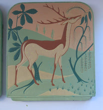 Load image into Gallery viewer, ORIGINAL 1930s Art Deco Plaster Wall Plaque. Hand Painted Image of a Reindeer
