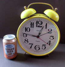 Load image into Gallery viewer, 1970s West German Bells Design Alarm Clock Bright Yellow
