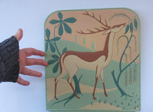 Load image into Gallery viewer, ORIGINAL 1930s Art Deco Plaster Wall Plaque. Hand Painted Image of a Reindeer
