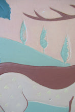 Load image into Gallery viewer, ORIGINAL 1930s Art Deco Plaster Wall Plaque. Hand Painted Image of a Reindeer

