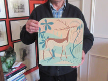 Load image into Gallery viewer, ORIGINAL 1930s Art Deco Plaster Wall Plaque. Hand Painted Image of a Reindeer
