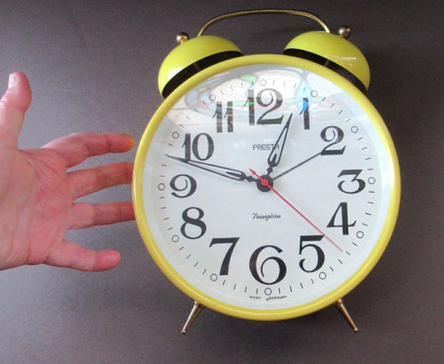 1970s West German Bells Design Alarm Clock Bright Yellow