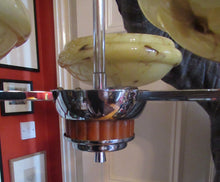 Load image into Gallery viewer, Vintage 1930s Art Deco Pendant Light Fitting. Chrome, Bakelite and Three Glass Shades
