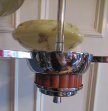 Load image into Gallery viewer, Vintage 1930s Art Deco Pendant Light Fitting. Chrome, Bakelite and Three Glass Shades

