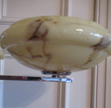 Load image into Gallery viewer, Vintage 1930s Art Deco Pendant Light Fitting. Chrome, Bakelite and Three Glass Shades
