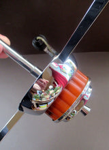 Load image into Gallery viewer, Vintage 1930s Art Deco Pendant Light Fitting. Chrome, Bakelite and Three Glass Shades
