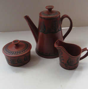 Scottie Wilson Part Coffee Set Royal Worcester. Coffee Pot, Sugar Bowl, Milk Jug 1960s