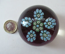 Load image into Gallery viewer, 1970s Perthshire Paperweight Millefiori Star Shaped Clusters Purple Ground PP10
