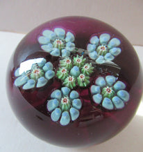 Load image into Gallery viewer, 1970s Perthshire Paperweight Millefiori Star Shaped Clusters Purple Ground PP10
