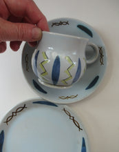 Load image into Gallery viewer, 1950s Buchan Pottery Trio Cup Saucer Side Plate Hebrides Pattern
