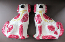 Load image into Gallery viewer, LARGE Antique Pair of Staffordshire Dogs Chimney Spaniels / Wally Dugs; 12 1/4 inches
