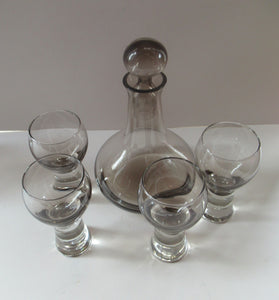 Four Caithness Glass Canisby Wine Glasses and Lybster Decanter 1960s