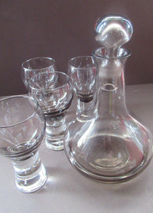 Four Caithness Glass Canisby Wine Glasses and Lybster Decanter 1960s