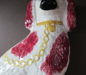 LARGE Antique Pair of Staffordshire Dogs Chimney Spaniels / Wally Dugs; 12 1/4 inches