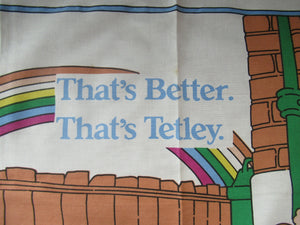 VINTAGE 1990s Cotton Tea Towel or Bar Cloth. TETLEYS TEA Advertising Cloth