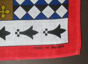 1970s Irish Linen Heraldic Tea Towel Bar Cloth