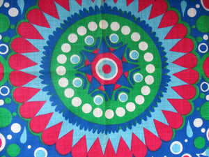 1960s Irish Linen Psychedelic Abstract Pattern Tea Towel Bar Cloth