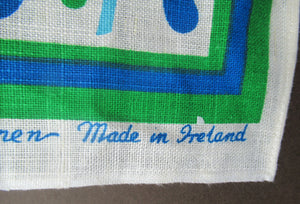 1960s Irish Linen Psychedelic Abstract Pattern Tea Towel Bar Cloth