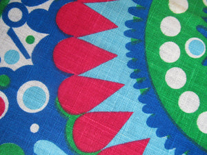 1960s Irish Linen Psychedelic Abstract Pattern Tea Towel Bar Cloth