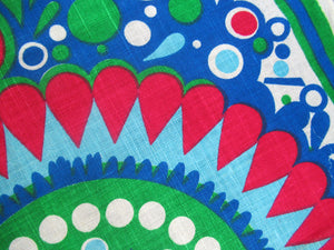 1960s Irish Linen Psychedelic Abstract Pattern Tea Towel Bar Cloth