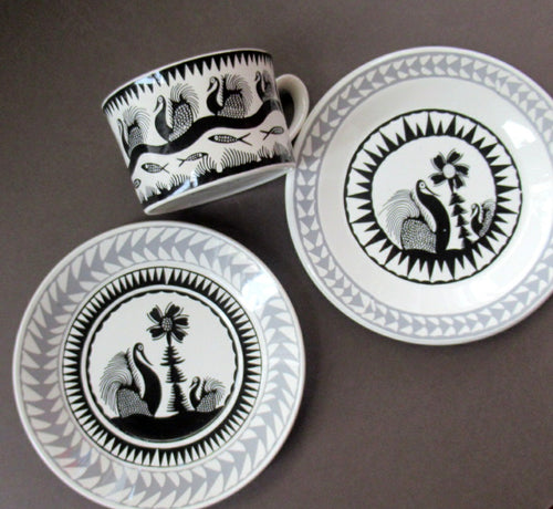 Scottish Wilson 1960s Black and White Royal Worcester Trio